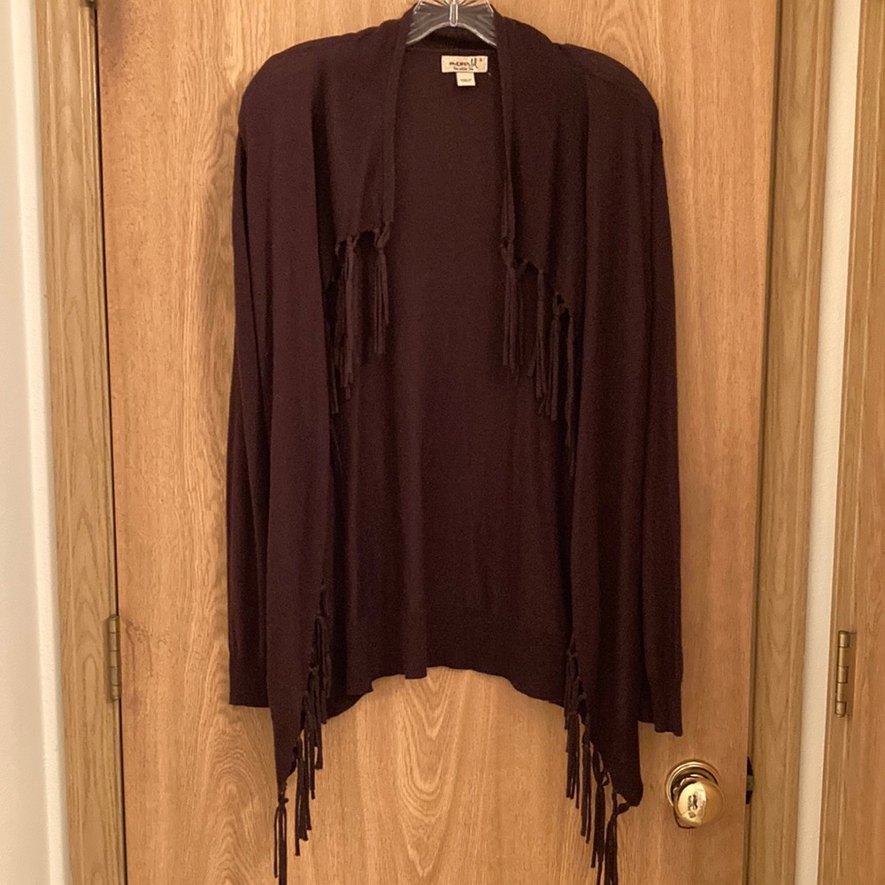 Womens knit sweater with tassels. Size small. Brown